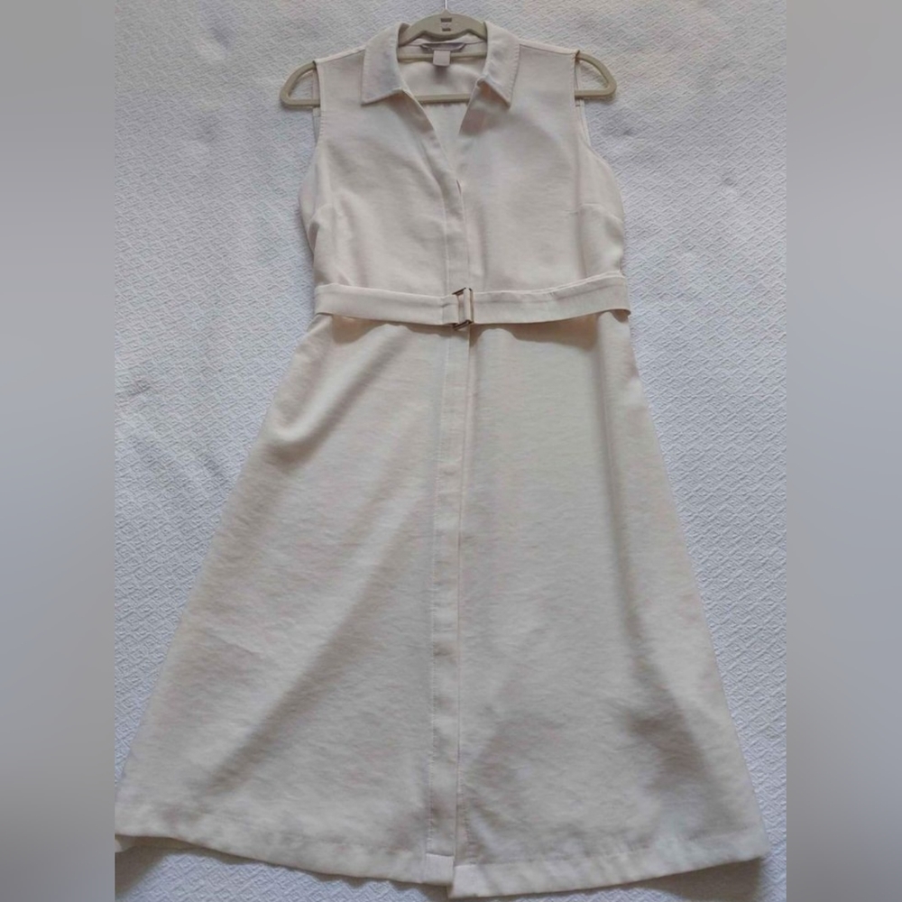 H&M Cream Sleeveless Midi Shirt Dress - Picture 2 of 11